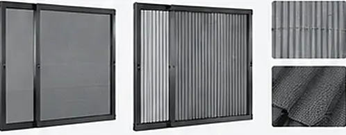 Sliding, pleated and mesh screen references
